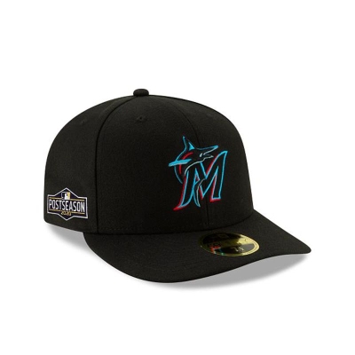 Sapca New Era Miami Marlins MLB Postseason Side Patch Low Profile 59FIFTY Fitted - Negrii